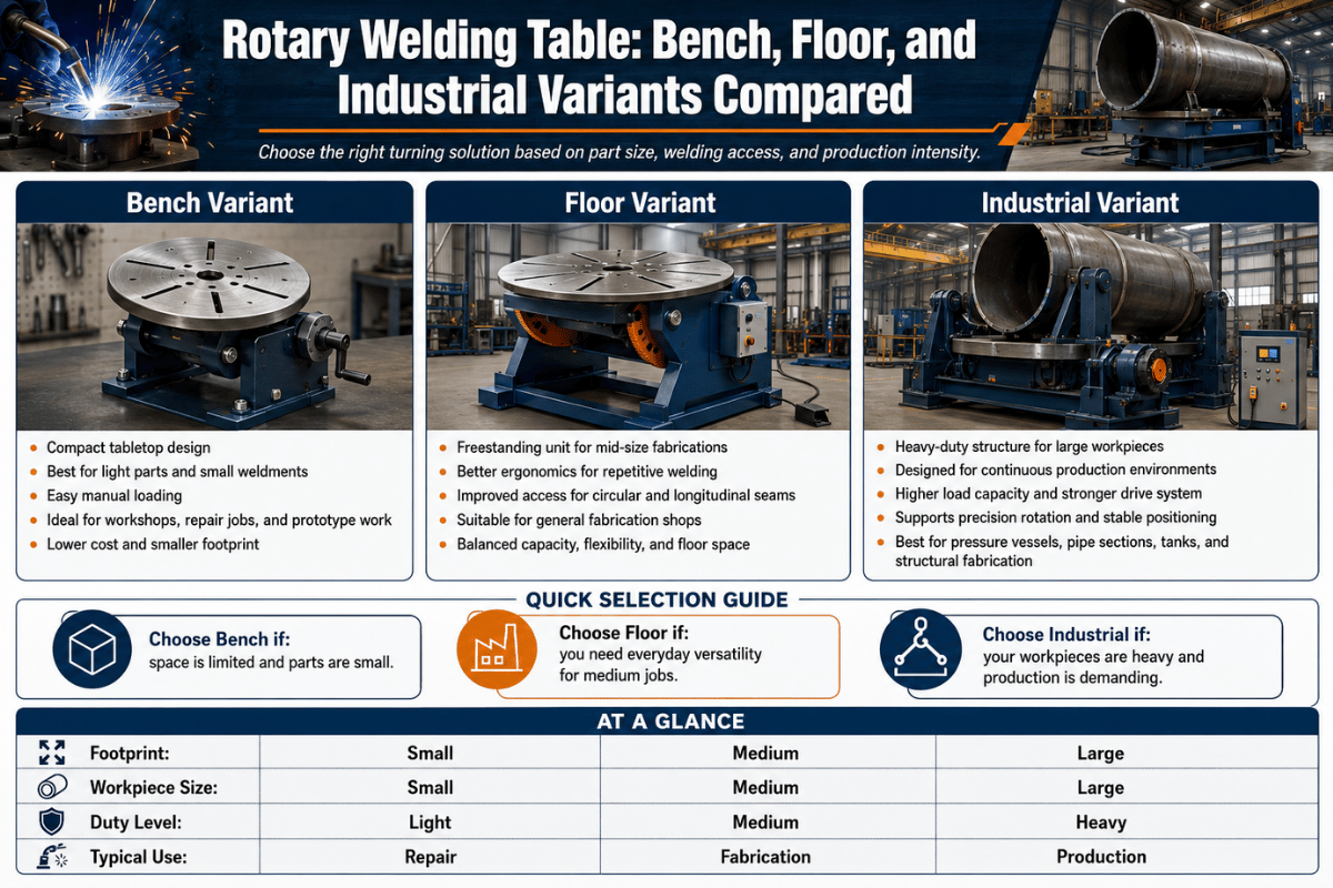 Rotary Welding Table: Bench, Floor, and Industrial Variants Compared