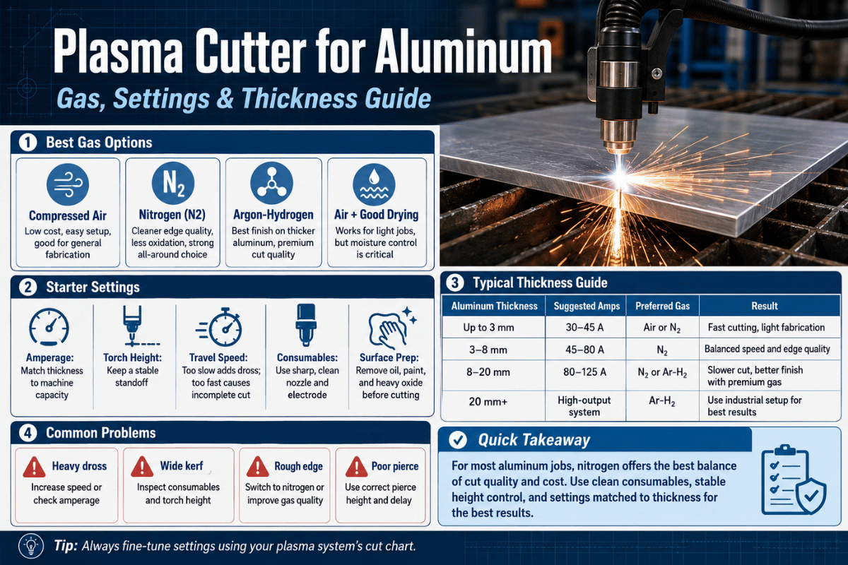 Plasma Cutter for Aluminum: Gas, Settings & Thickness Guide