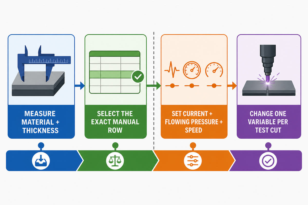 Plasma Cutter Settings Chart by Material Thickness — RESIZE