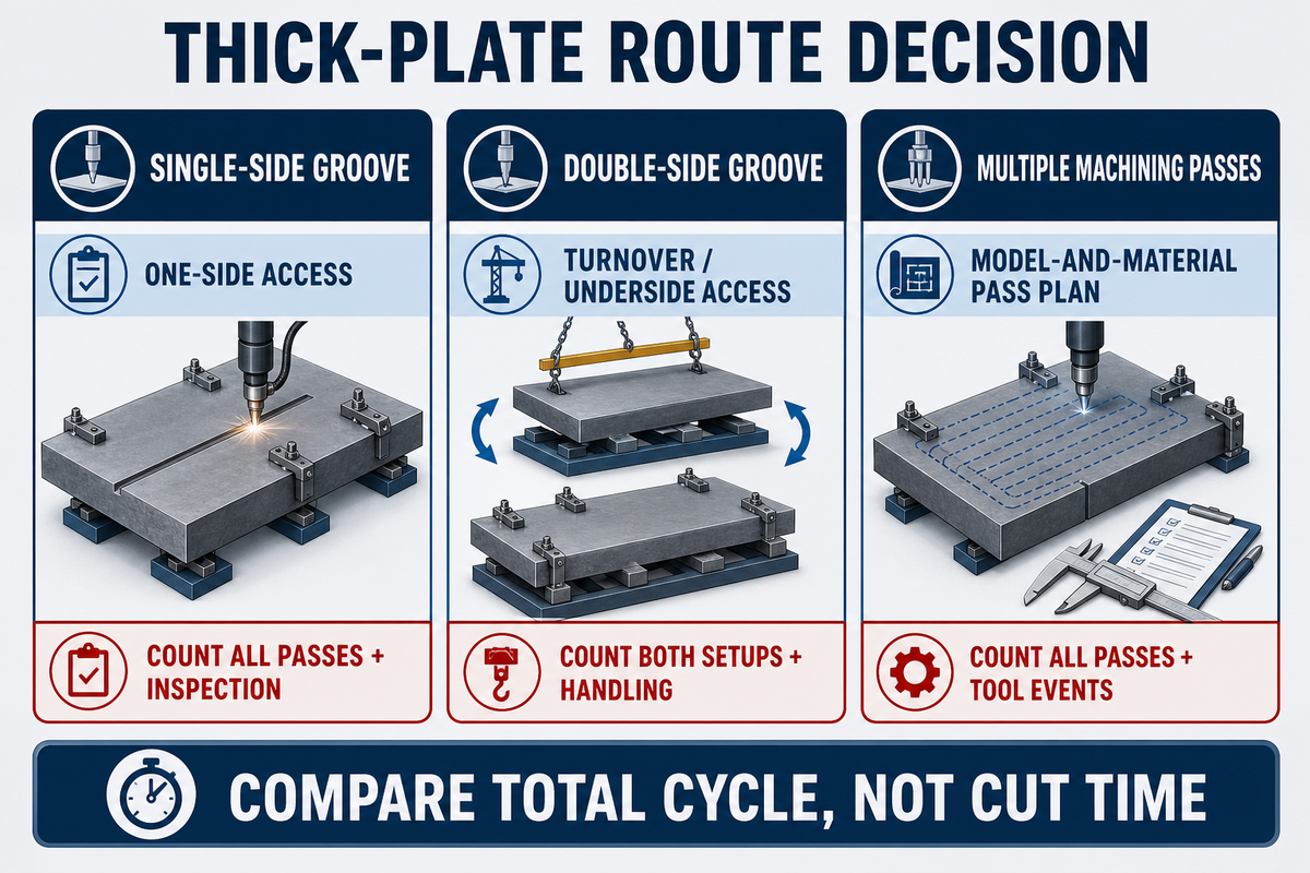 Thick-plate single-side double-side and multi-pass route decision