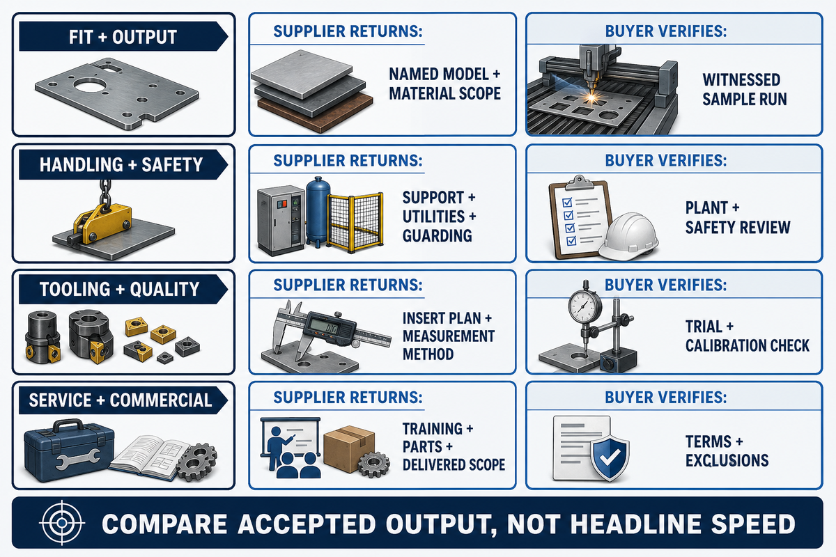 Plate beveling machine RFQ evidence checklist