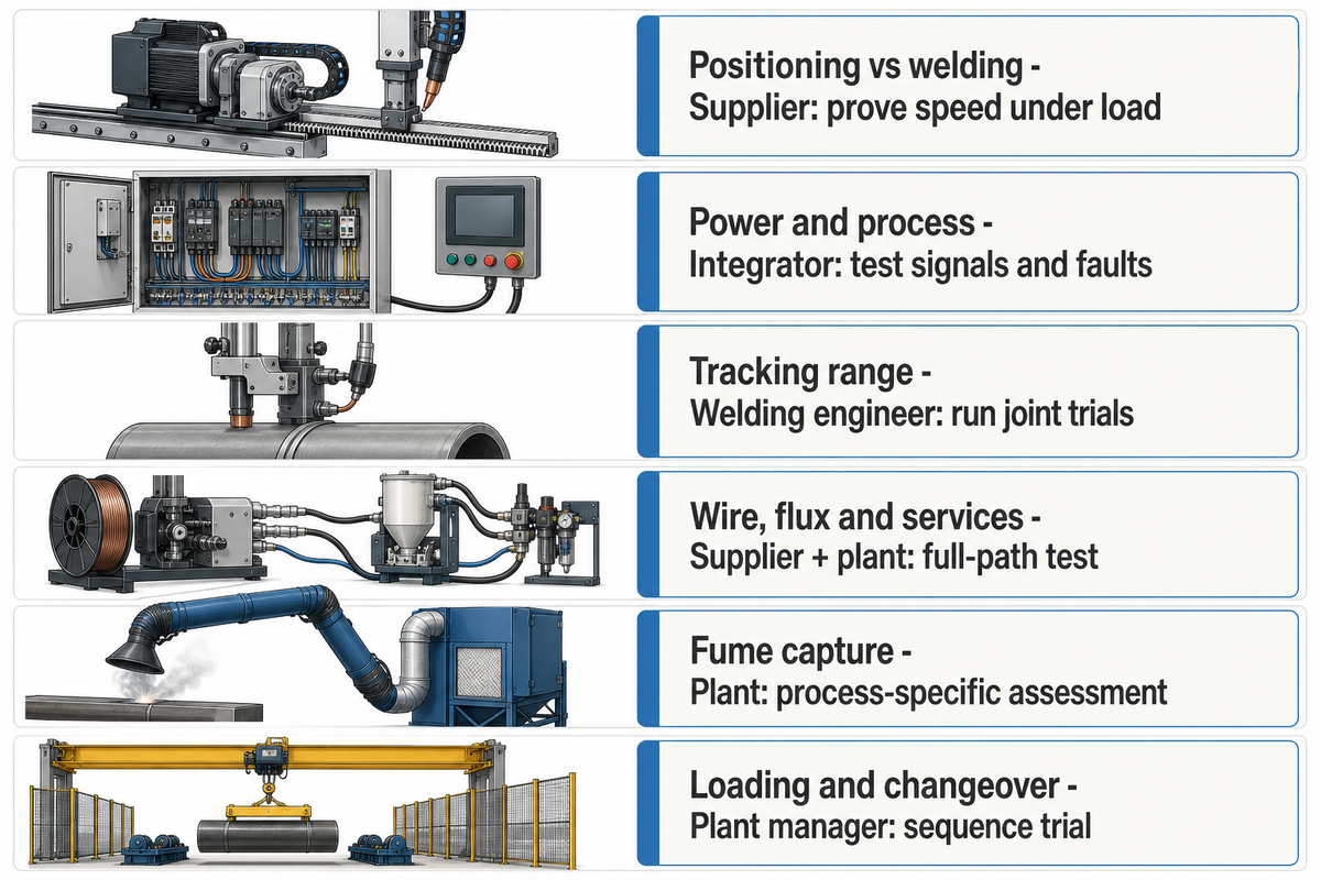 Six integration interfaces need named owners and acceptance checks; based on AMET, AWS and OSHA source scopes.
