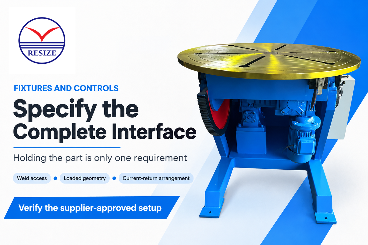 Specify weld access, combined fixture geometry and the supplier-approved current-return arrangement.